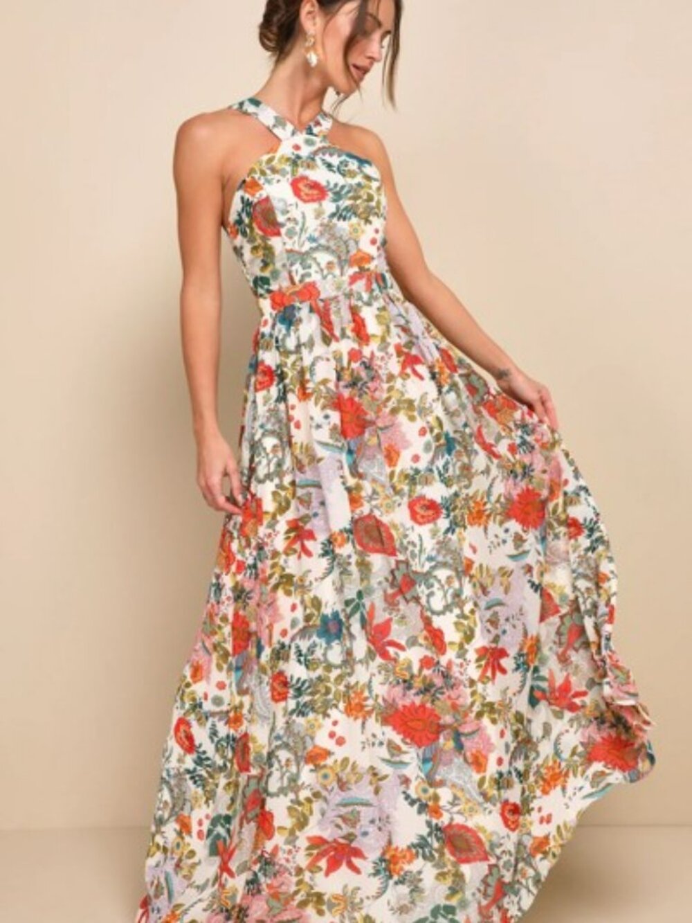 Lulus Lilja Dress XXL Vibrant Floral Print Maxi Dress NWOT